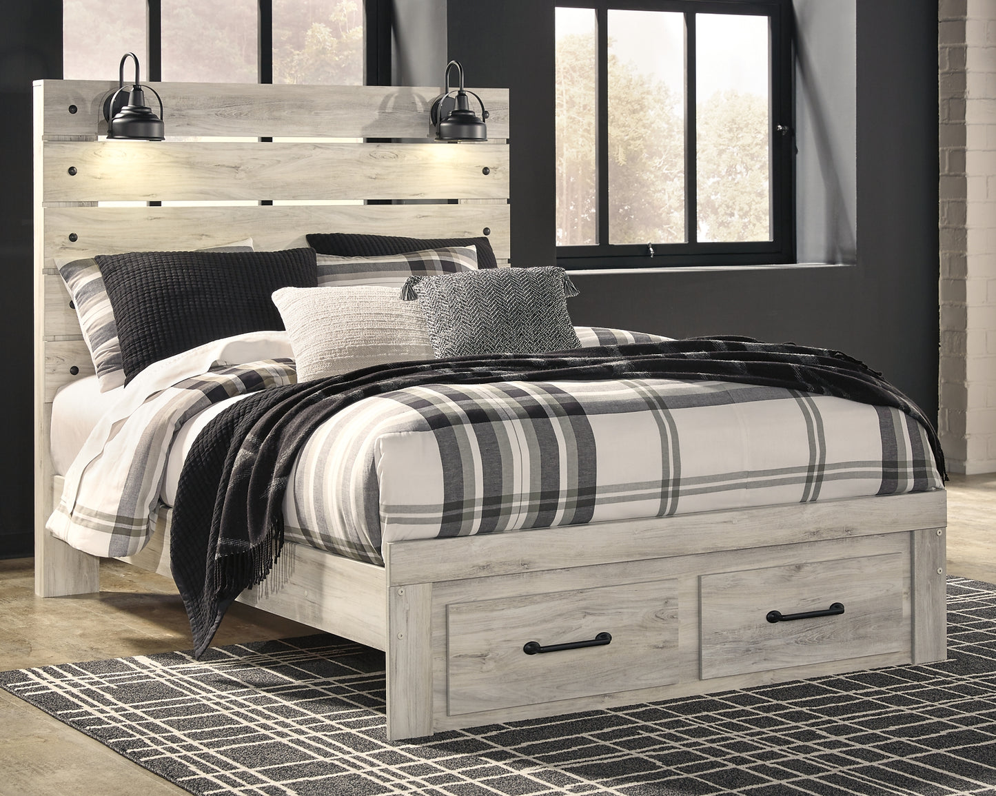 Cambeck Queen Panel Bed with 2 Storage Drawers with Dresser