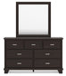 Covetown King Panel Bed with Mirrored Dresser