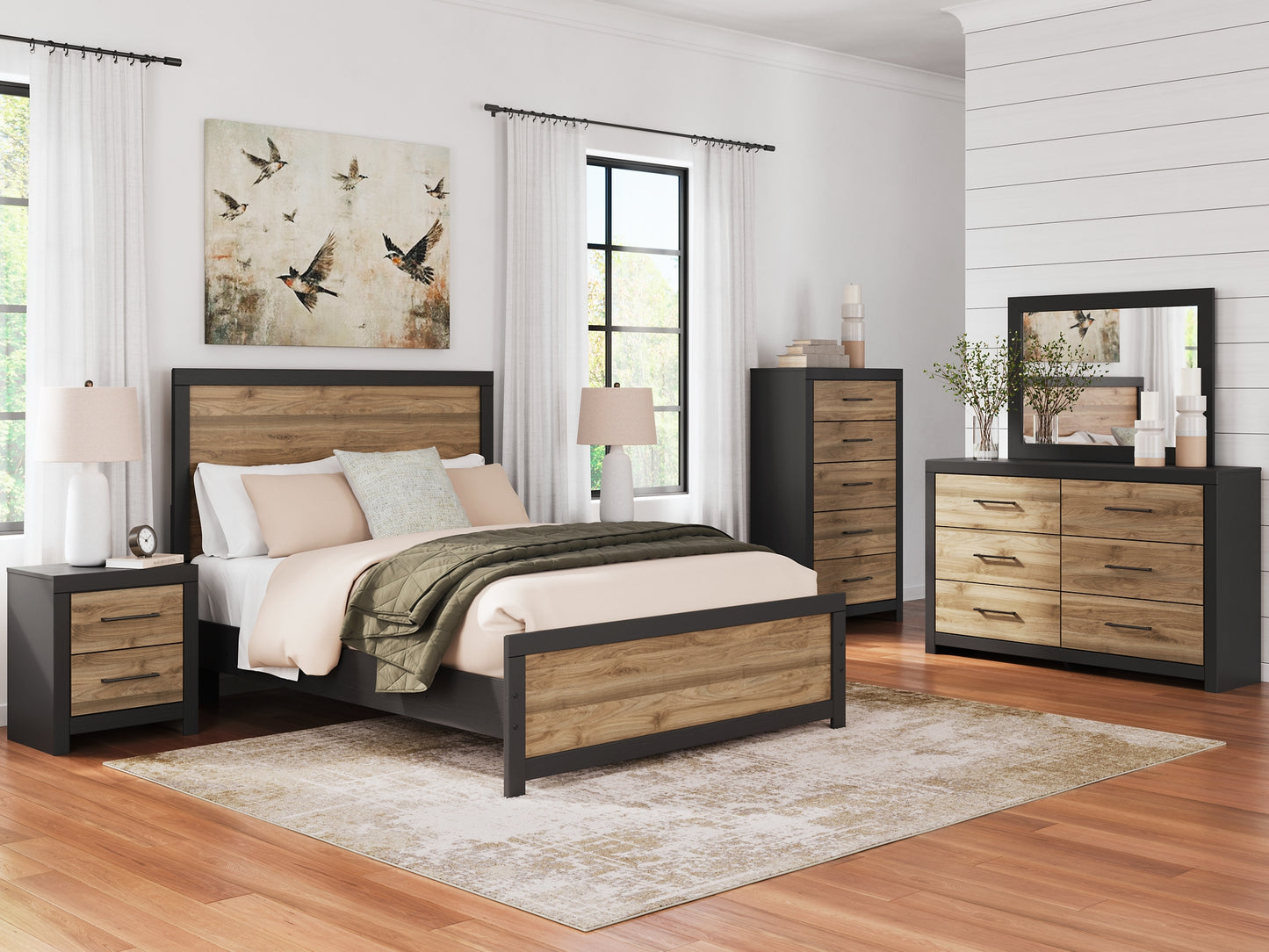 Vertani Queen Panel Bed with 2 Nightstands