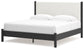 Cadmori King Upholstered Panel Bed with Mirrored Dresser, Chest and Nightstand