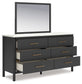 Cadmori King Upholstered Panel Bed with Mirrored Dresser