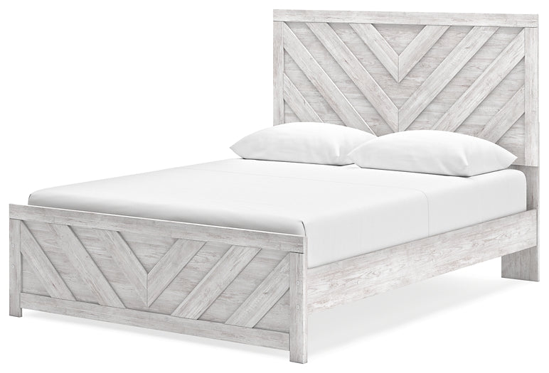 Cayboni Queen Panel Bed with Mirrored Dresser and Nightstand