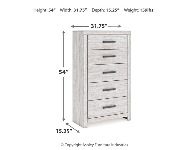 Cayboni Full Panel Bed with Mirrored Dresser and Chest