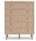 Cielden Full Upholstered Panel Bed with Mirrored Dresser and Chest