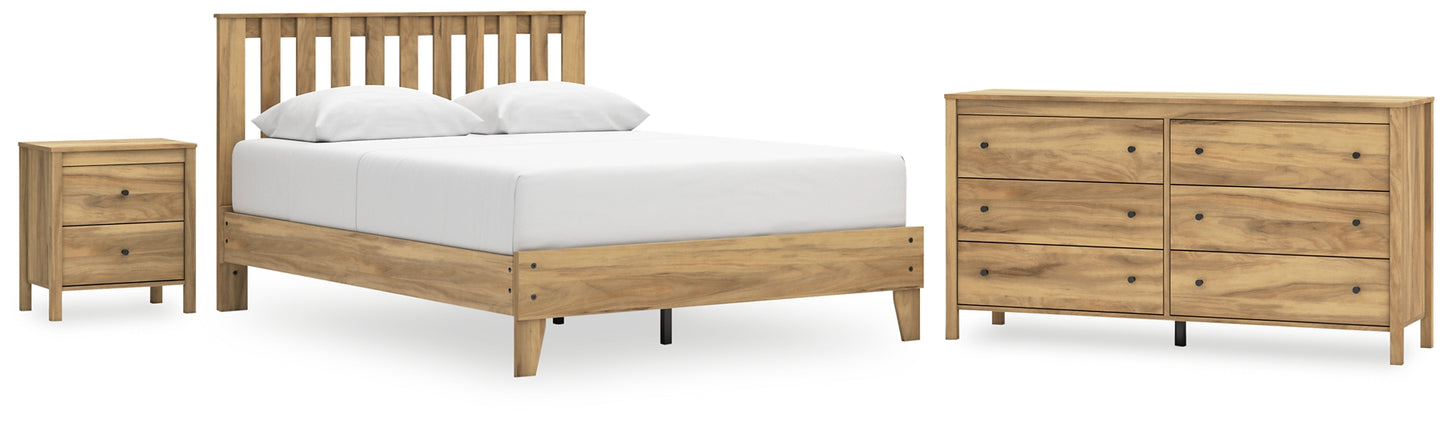 Bermacy Queen Platform Panel Bed with Dresser and Nightstand