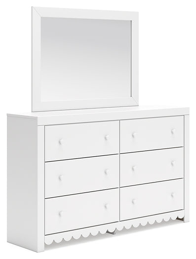 Mollviney Full Panel Storage Bed with Mirrored Dresser, Chest and Nightstand