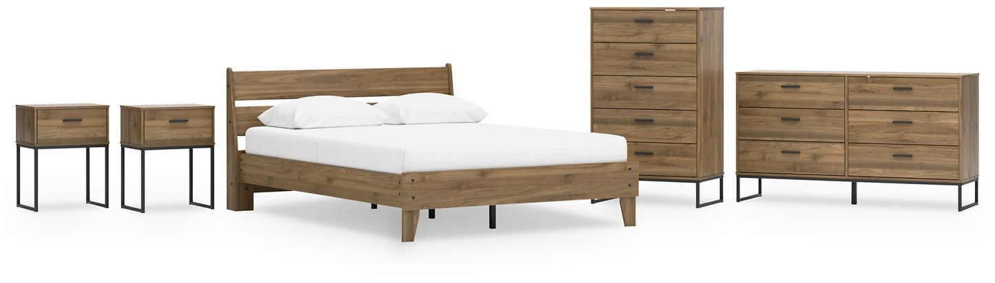 Deanlow Queen Platform Panel Bed with Dresser, Chest and 2 Nightstands