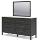 Cadmori King Upholstered Bed with Mirrored Dresser