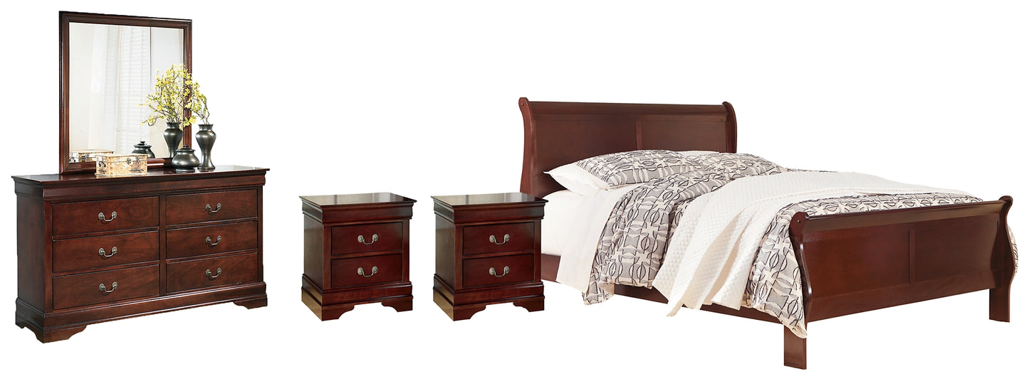 Alisdair Queen Sleigh Bed with Mirrored Dresser, Chest and 2 Nightstands