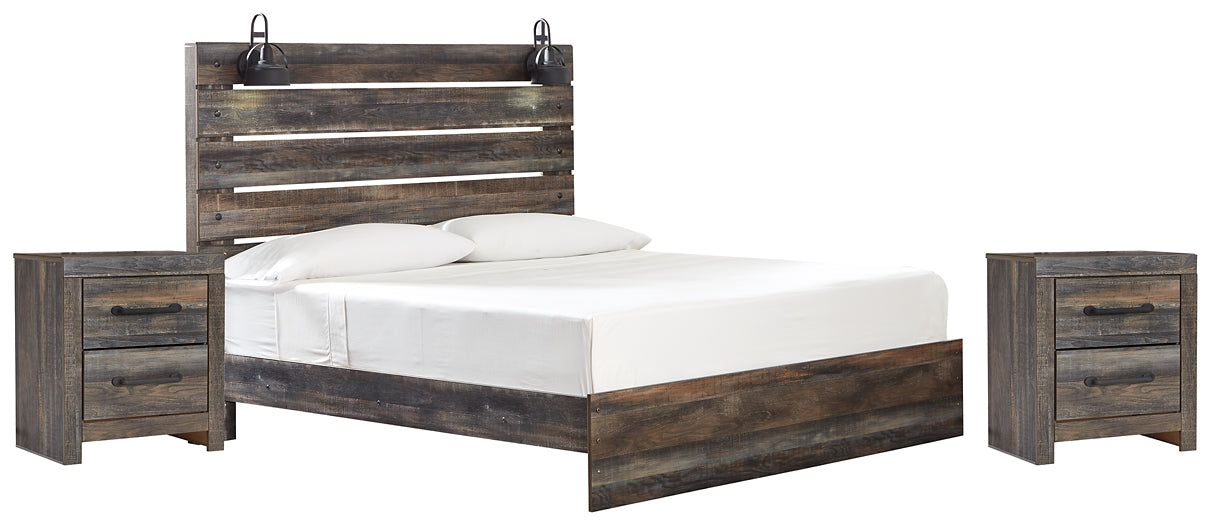 Drystan  Panel Bed With 2 Nightstands