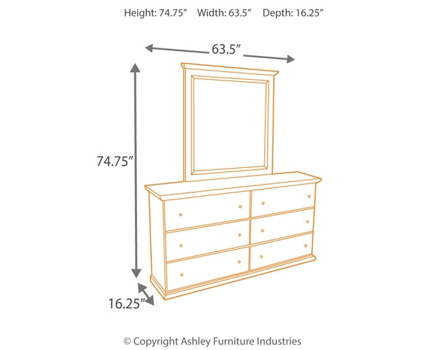 Bostwick Shoals King/California King Panel Headboard with Mirrored Dresser