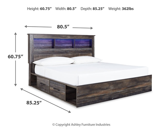 Drystan King Bookcase Bed with 4 Storage Drawers with Dresser