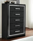 Kaydell King Upholstered Panel Storage Bed with Mirrored Dresser, Chest and 2 Nightstands