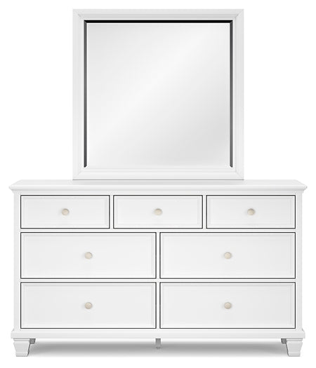 Fortman King Panel Bed with Mirrored Dresser