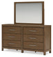 Cabalynn Queen Upholstered Bed with Mirrored Dresser, Chest and 2 Nightstands